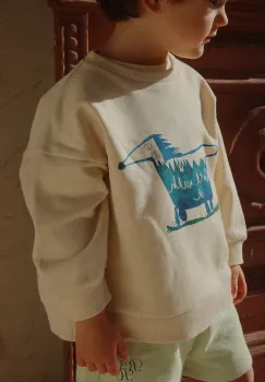 Konges Slojd hanorac de bumbac pentru copii RHW X KS ROLLER SWEAT OCS culoarea bej, cu imprimeu, Rosie Huntington Whiteley KS103619 imagine