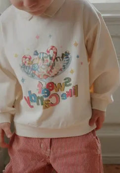 Konges Slojd hanorac de bumbac pentru copii SPOTTY LS POLO GOTS culoarea bej, cu imprimeu, KS104433 imagine