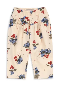 Konges Slojd pantaloni de bumbac pentru copii AVI PANTS GOTS culoarea bej, cu imprimeu, KS104204 imagine