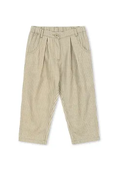 Konges Slojd pantaloni de bumbac pentru copii FRANKIE PANTS GOTS culoarea verde, cu imprimeu, KS103813 imagine