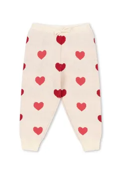 Konges Slojd pantaloni de bumbac pentru copii LAPIS KNIT PANTS GOTS culoarea bej, cu imprimeu, KS103855 imagine