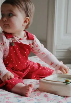 Konges Slojd pantaloni de bumbac pentru copii NOLA OVERALLS GOTS culoarea rosu, KS103945 imagine
