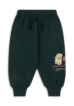 Konges Slojd pantaloni de trening pentru copii DOGGY SWEAT PANTS OCS culoarea verde, uni, KS105168 imagine