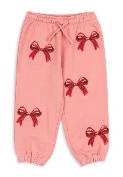 Konges Slojd pantaloni de trening pentru copii LOU BOW SWEAT PANTS OCS culoarea roz, cu model, KS104342 imagine