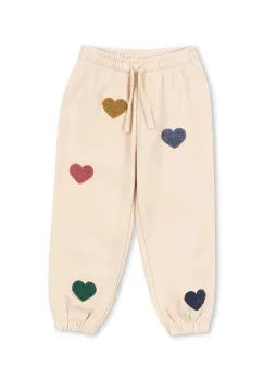 Konges Slojd pantaloni de trening pentru copii LOU TERRY SWEAT PANTS OCS culoarea bej, cu imprimeu, KS103870 imagine
