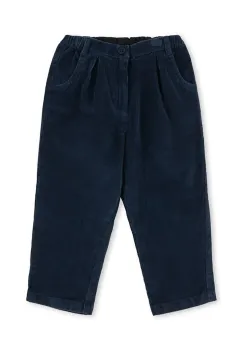 Konges Slojd pantaloni din catifea pentru copii REMY PANTS GOTS culoarea bleumarin, uni, KS104409 imagine