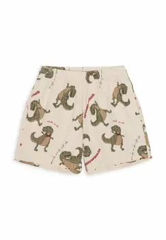 Konges Slojd pantaloni scurti de pijama copii culoarea bej, modelator imagine