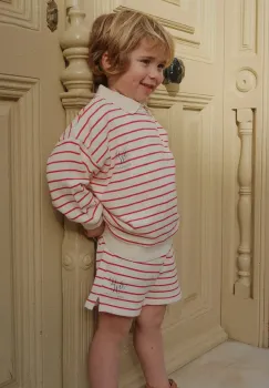 Konges Slojd pantaloni scurti din bumbac pentru copii RHW X KS LARGO SHORTS GOTS culoarea rosu, cu imprimeu, talie reglabila, Rosie Huntington Whiteley KS103607 imagine