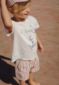 Konges Slojd pantaloni scurti MARLON SHORTS GOTS culoarea bej, talie reglabila, KS103171 imagine