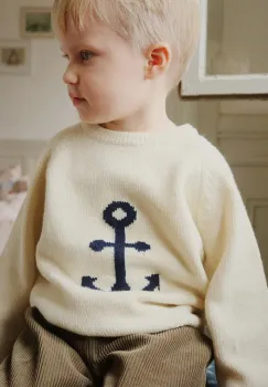 Konges Slojd pulover copii ANCHOR KNIT SWEATER culoarea bej, light, KS104063 imagine