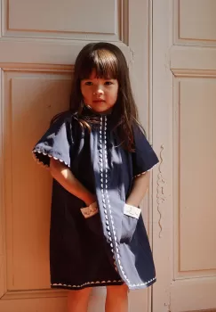 Konges Slojd rochie din bumbac pentru copii culoarea albastru marin, mini, evazati imagine