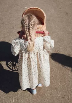 Konges Slojd rochie din bumbac pentru copii culoarea bej, mini, evazati imagine