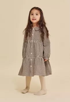 Konges Slojd rochie din bumbac pentru copii culoarea maro, midi, evazati imagine