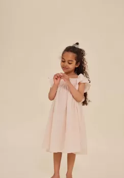 Konges Slojd rochie din bumbac pentru copii culoarea roz, midi, evazati imagine