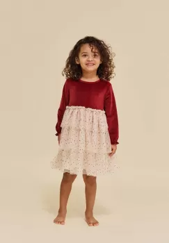 Konges Slojd rochie fete culoarea bordo, mini, evazati imagine