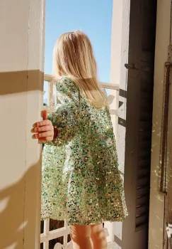 Konges Slojd rochie fete LILA SEQUINS DRESS culoarea verde, mini, evazati, KS101558 imagine