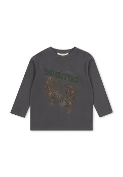 Konges Slojd tricou cu maneca lunga pentru copii, din bumbac ERA LS TEE OCS culoarea gri, cu imprimeu, KS103805 imagine