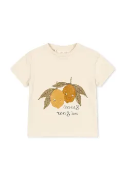 Konges Slojd tricou de bumbac pentru copii FAMO TEE GOTS culoarea bej, cu imprimeu, KS102614 imagine