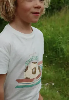 Konges Slojd tricou din amestec de in pentru copii ERA TEE OCS culoarea alb, cu imprimeu, KS102600 imagine
