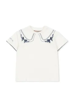 Konges Slojd tricou din amestec de in pentru copii ERA TEE OCS culoarea alb, KS103194 imagine