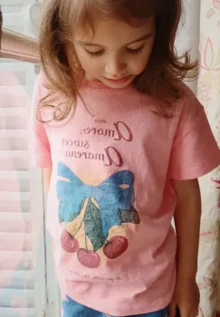 Konges Slojd tricou din amestec de in pentru copii ERA TEE OCS culoarea roz, KS102600 imagine