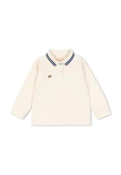 Konges Slojd tricouri polo din bumbac pentru copii FLORIAN LS POLO GOTS culoarea bej, uni, KS103811 imagine