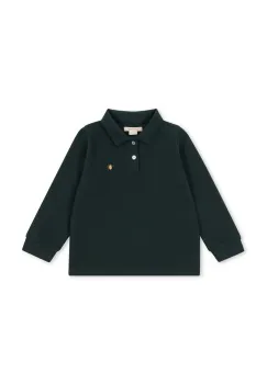 Konges Slojd tricouri polo din bumbac pentru copii FLORIAN LS POLO GOTS culoarea verde, uni, KS103811 imagine