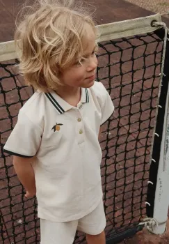 Konges Slojd tricouri polo din bumbac pentru copii FLORIAN POLO SHIRT GOTS culoarea bej, cu imprimeu, KS102412 imagine
