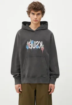 KSUBI hanorac de bumbac Graff Rose Kash Hoodie barbati, culoarea gri, cu gluga, cu imprimeu, MPF24FL010 imagine