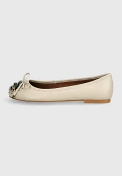 Kurt Geiger London balerini de piele Eye Emb Ballerina culoarea bej, 1289041109 imagine
