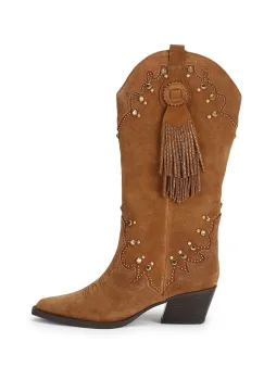 Kurt Geiger London cizme cowboy pentru femei din piele intoarsa Oxford Western Tassel imagine
