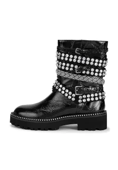Kurt Geiger London cizme de piele Multi Strap Flat Boot culoarea negru, cu platforma, 4994309419 imagine