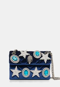 Kurt Geiger London geanta de mana din catifea VELVET MINI KENSINGTON culoarea bleumarin, 5018780789 imagine
