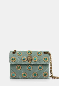 Kurt Geiger London geanta de mana din catifea VELVET MINI KENSINGTON culoarea verde, 5018373789 imagine