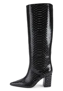 Kurt Geiger London ghete de piele Regent Point Knee Boot culoarea negru, cu toc drept, 5026500719 imagine