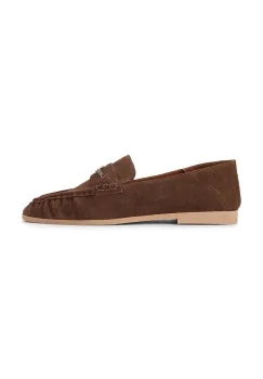 Kurt Geiger London loafers slip-on pentru femei din piele intoarsa Kurt Charm Loafer Brown imagine