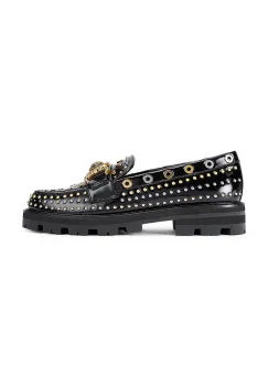Kurt Geiger London mocasini de piele Mansion Stud Loafer culoarea negru, cu toc plat, 4737405309 imagine