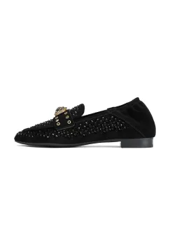 Kurt Geiger London mocasini din piele intoarsa Chelsea Crystal Loafer culoarea negru, cu toc plat, 4726709209 imagine