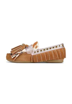 Kurt Geiger London mocasini din piele intoarsa Tassel Fringe Moccasin culoarea maro, cu toc plat, 3494336219 imagine