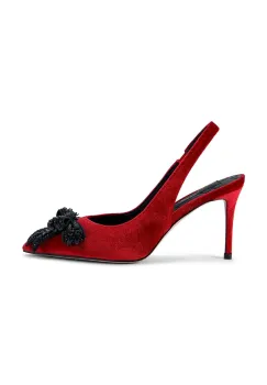 Kurt Geiger London pantofi cu toc Belgravia Bow High Sling culoarea rosu, 4984950789 imagine