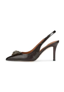 Kurt Geiger London pantofi cu toc stiletto din piele Belgravia High Sling Brown imagine