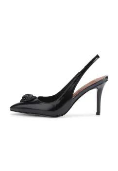 Kurt Geiger London pantofi cu toc stiletto din piele Belgravia High Sling Dr Black Patent imagine