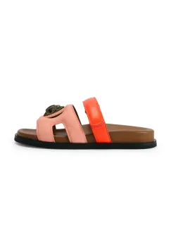 Kurt Geiger London papuci cu toc plat pentru femei, din piele intoarsa Eagle Cut Out Sandal imagine