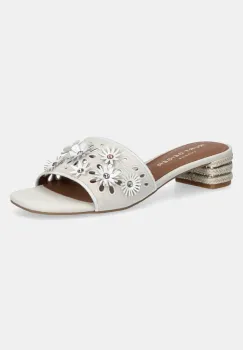 Kurt Geiger London papuci din piele Flower Low Sandal femei, culoarea gri, cu toc drept, 4493544209 imagine