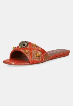 Kurt Geiger London papuci Kensington Flat Jewel femei, culoarea portocaliu, 4368855609 imagine