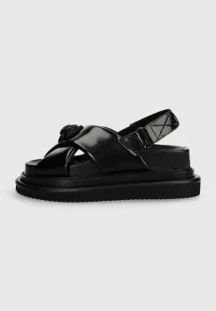 Kurt Geiger London sandale de piele Orson Cross Strap Sandal femei, culoarea negru, cu platforma, 2028900309 imagine
