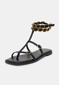 Kurt Geiger London sandale de piele Regent Flat Gladiator femei, culoarea negru, 4381000109 imagine