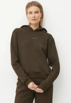 La Mania bluza ALI femei, culoarea maro, cu gluga, neted, ALI imagine