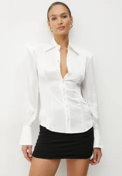 La Mania camasa LEAH femei, culoarea alb, cu guler clasic, slim, LEAH imagine