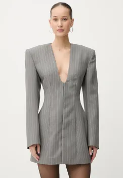 La Mania geaca de lana SELVIE culoarea gri, un singur rand de nasturi, cu imprimeu, SELVIE imagine